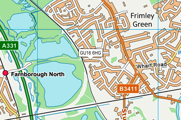 GU16 6HG map - OS VectorMap District (Ordnance Survey)