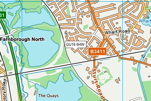GU16 6HW map - OS VectorMap District (Ordnance Survey)