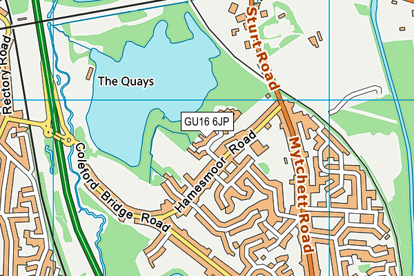 Mytchett Recreation Ground map (GU16 6JP) - OS VectorMap District (Ordnance Survey)