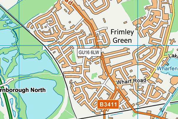 GU16 6LW map - OS VectorMap District (Ordnance Survey)