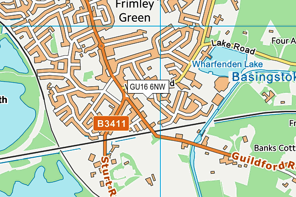 GU16 6NW map - OS VectorMap District (Ordnance Survey)