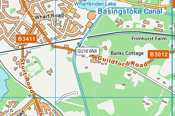 GU16 6NX map - OS VectorMap District (Ordnance Survey)
