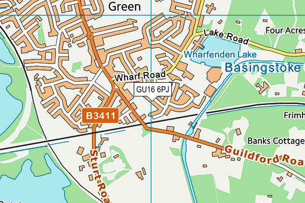 GU16 6PJ map - OS VectorMap District (Ordnance Survey)