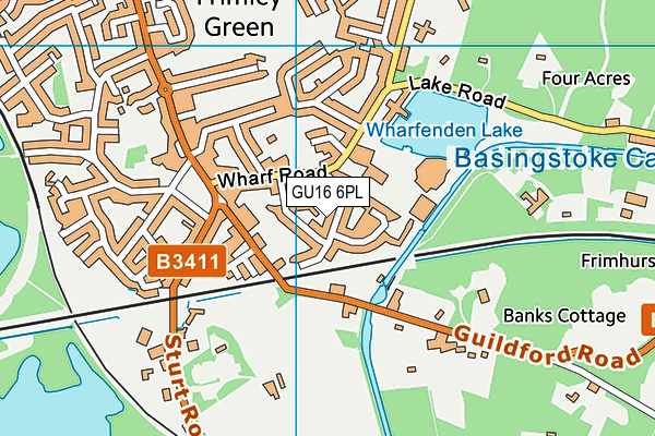 GU16 6PL map - OS VectorMap District (Ordnance Survey)