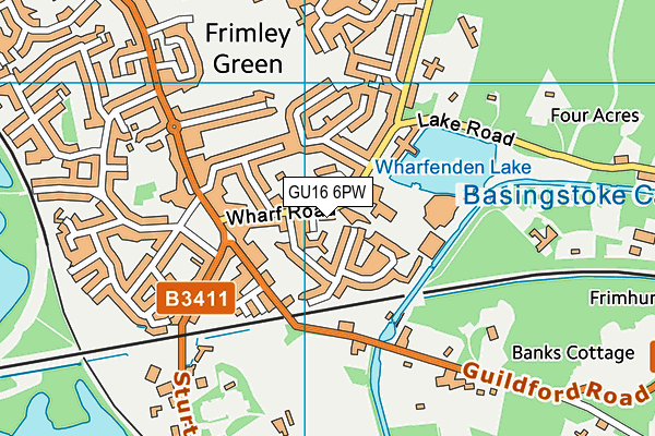 GU16 6PW map - OS VectorMap District (Ordnance Survey)