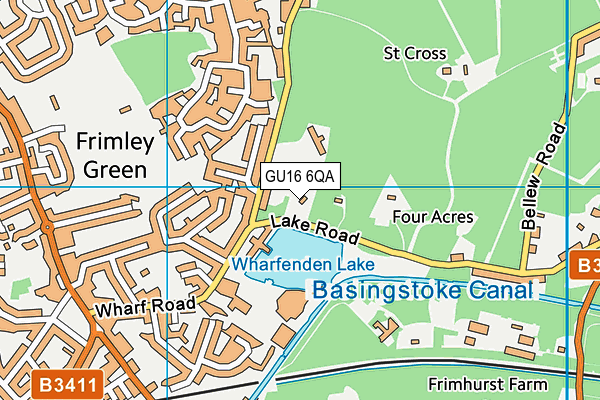 GU16 6QA map - OS VectorMap District (Ordnance Survey)