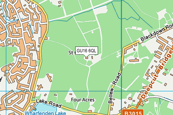 GU16 6QL map - OS VectorMap District (Ordnance Survey)