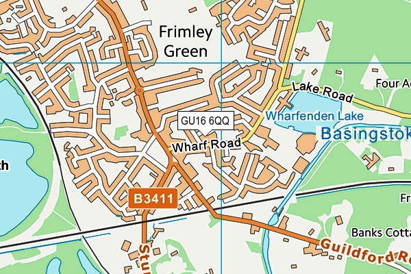 GU16 6QQ map - OS VectorMap District (Ordnance Survey)