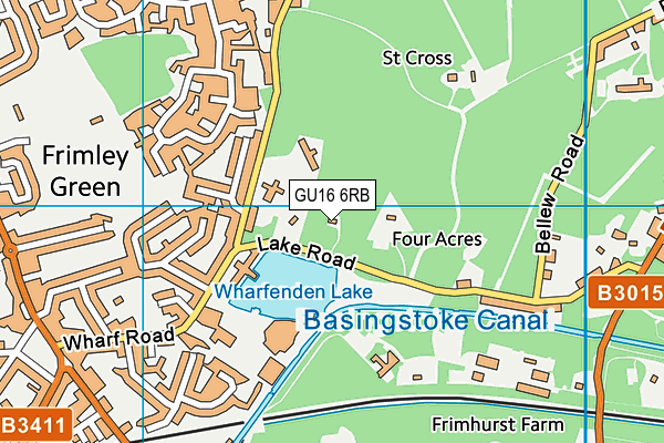 GU16 6RB map - OS VectorMap District (Ordnance Survey)