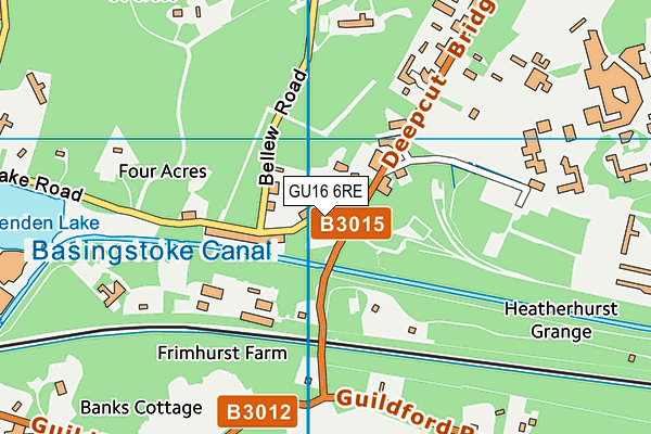 GU16 6RE map - OS VectorMap District (Ordnance Survey)