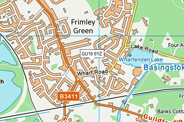 GU16 6YZ map - OS VectorMap District (Ordnance Survey)