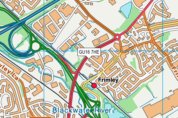 GU16 7HE map - OS VectorMap District (Ordnance Survey)