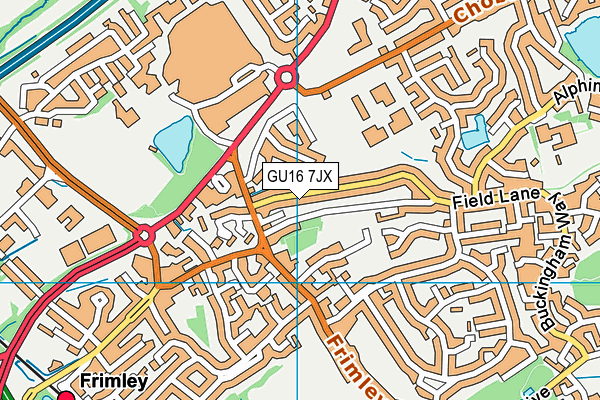 GU16 7JX map - OS VectorMap District (Ordnance Survey)