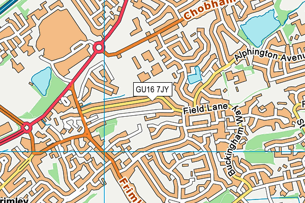 GU16 7JY map - OS VectorMap District (Ordnance Survey)