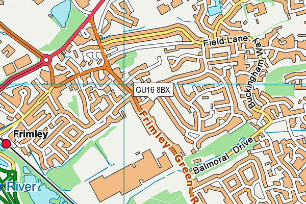 GU16 8BX map - OS VectorMap District (Ordnance Survey)