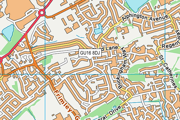 GU16 8DJ map - OS VectorMap District (Ordnance Survey)