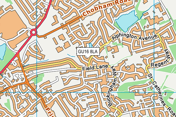 GU16 8LA map - OS VectorMap District (Ordnance Survey)