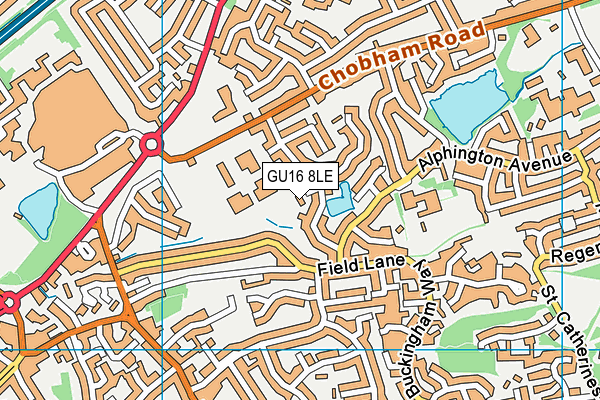 GU16 8LE map - OS VectorMap District (Ordnance Survey)