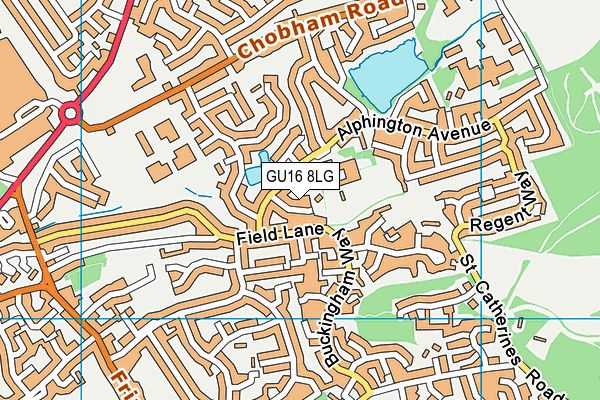 GU16 8LG map - OS VectorMap District (Ordnance Survey)