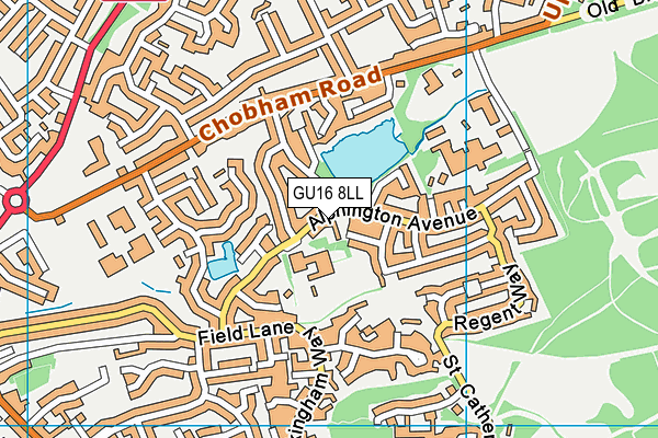 GU16 8LL map - OS VectorMap District (Ordnance Survey)