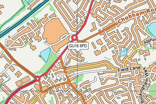 Chobham Road Recreation Ground map (GU16 8PD) - OS VectorMap District (Ordnance Survey)