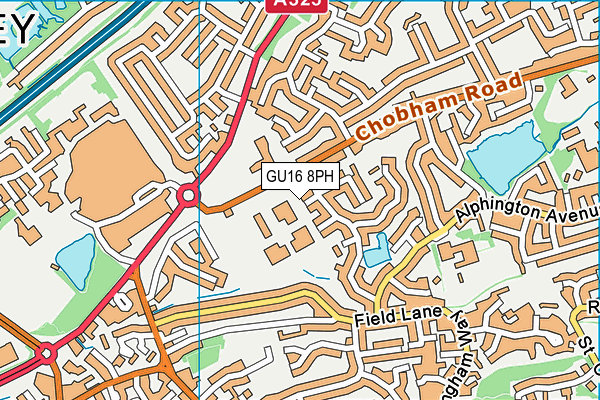 GU16 8PH map - OS VectorMap District (Ordnance Survey)