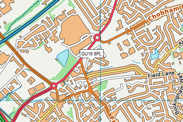 GU16 8PL map - OS VectorMap District (Ordnance Survey)