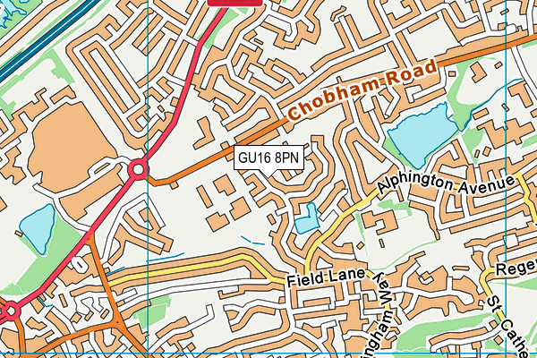 GU16 8PN map - OS VectorMap District (Ordnance Survey)