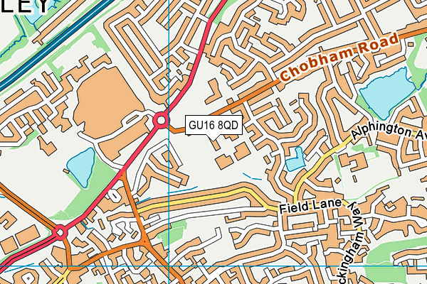 GU16 8QD map - OS VectorMap District (Ordnance Survey)