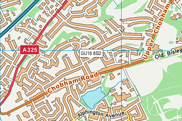 GU16 8SD map - OS VectorMap District (Ordnance Survey)
