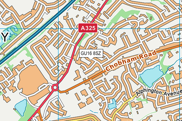 GU16 8SZ map - OS VectorMap District (Ordnance Survey)