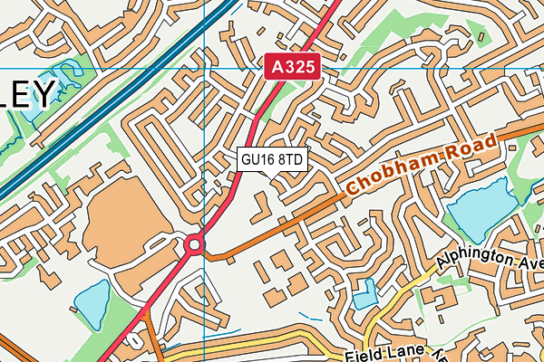 GU16 8TD map - OS VectorMap District (Ordnance Survey)