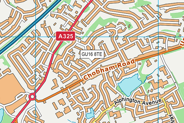 GU16 8TE map - OS VectorMap District (Ordnance Survey)