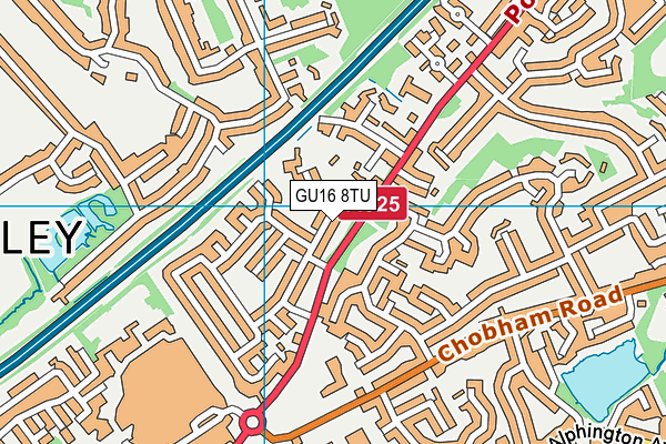 GU16 8TU map - OS VectorMap District (Ordnance Survey)