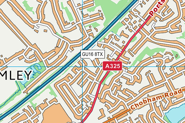 GU16 8TX map - OS VectorMap District (Ordnance Survey)