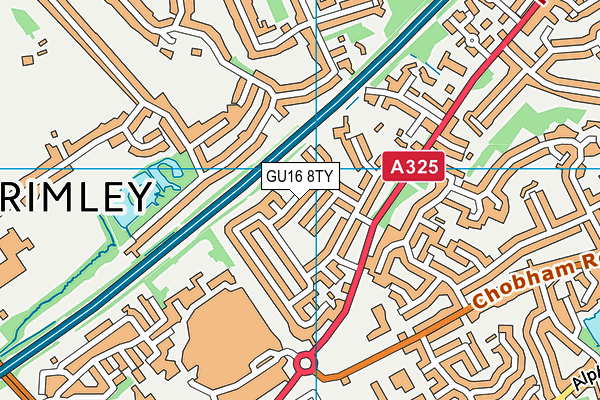 GU16 8TY map - OS VectorMap District (Ordnance Survey)