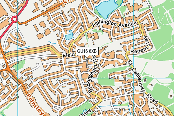 GU16 8XB map - OS VectorMap District (Ordnance Survey)