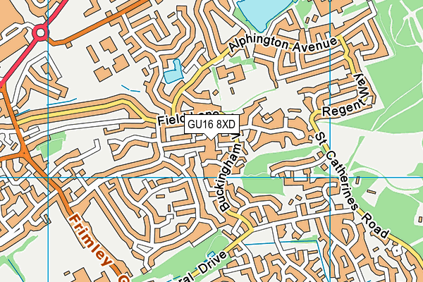 GU16 8XD map - OS VectorMap District (Ordnance Survey)