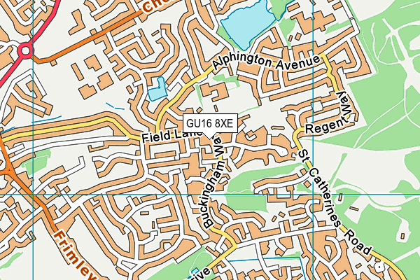 GU16 8XE map - OS VectorMap District (Ordnance Survey)