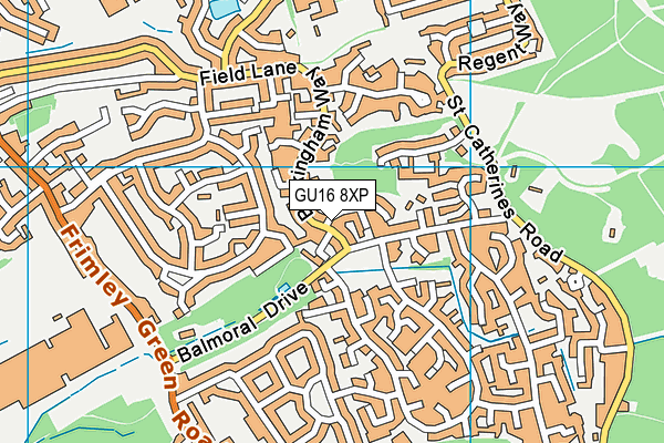 GU16 8XP map - OS VectorMap District (Ordnance Survey)