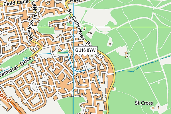 GU16 8YW map - OS VectorMap District (Ordnance Survey)