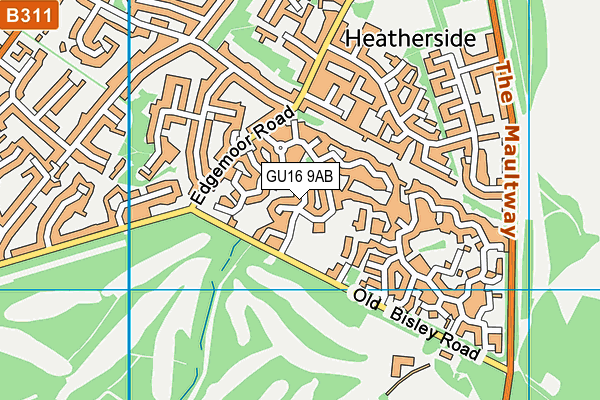 GU16 9AB map - OS VectorMap District (Ordnance Survey)