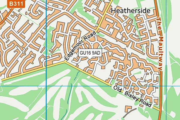 GU16 9AD map - OS VectorMap District (Ordnance Survey)