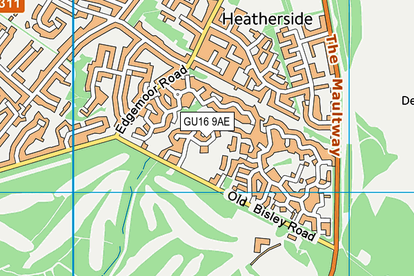 GU16 9AE map - OS VectorMap District (Ordnance Survey)