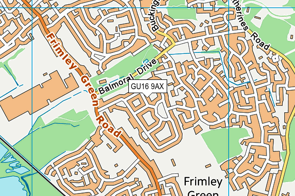 GU16 9AX map - OS VectorMap District (Ordnance Survey)