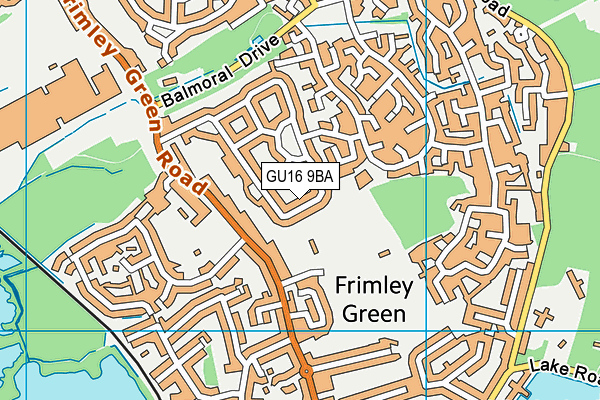 GU16 9BA map - OS VectorMap District (Ordnance Survey)