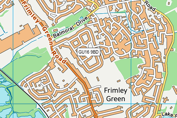 GU16 9BD map - OS VectorMap District (Ordnance Survey)