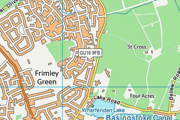 GU16 9FB map - OS VectorMap District (Ordnance Survey)