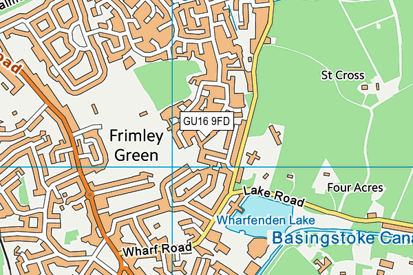 GU16 9FD map - OS VectorMap District (Ordnance Survey)