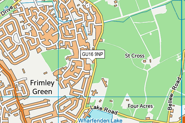 GU16 9NP map - OS VectorMap District (Ordnance Survey)